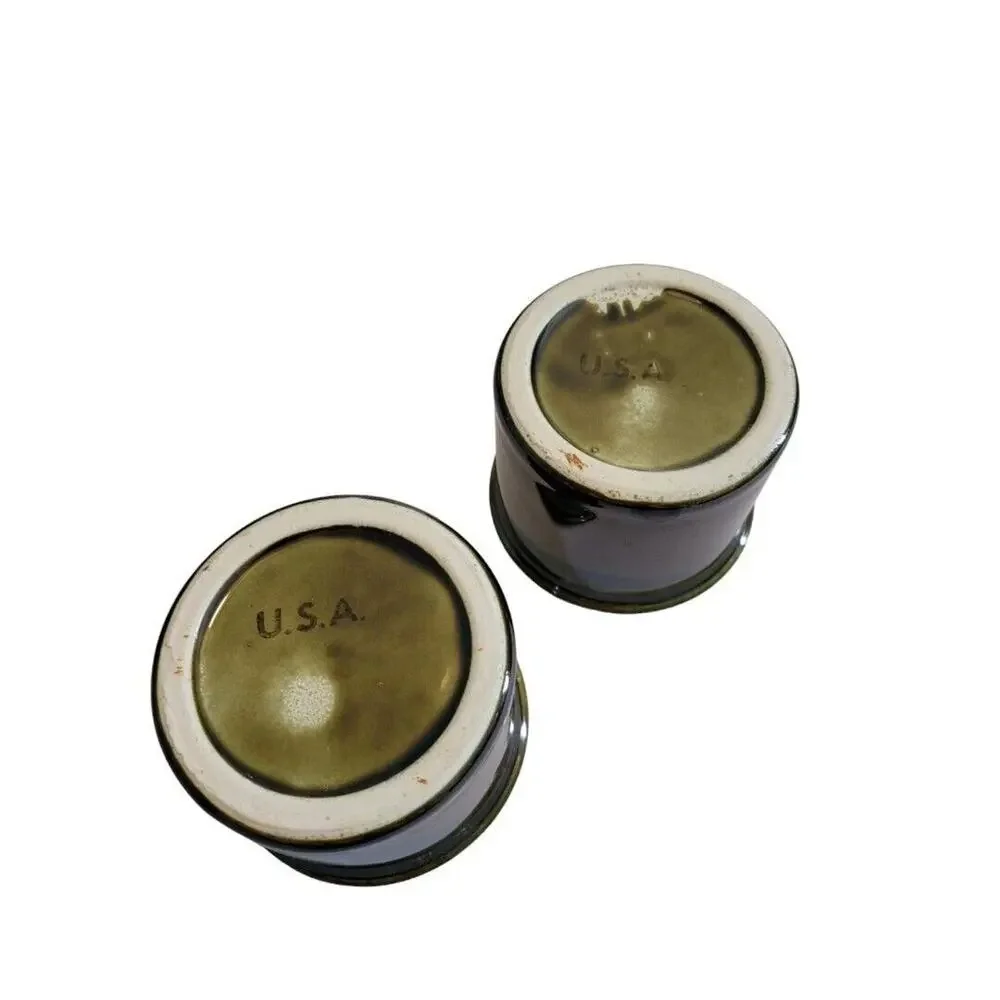 USA Pottery Green Dip Cups Votive Candle Holders Vintage Handmade